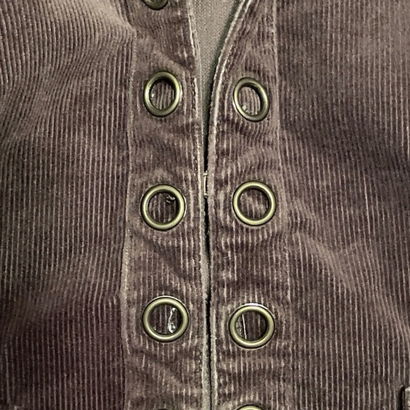 Chico’s Brown Corduroy Military Jacket Hook & Eye Grommet Front size 1 - Picture 6 of 14